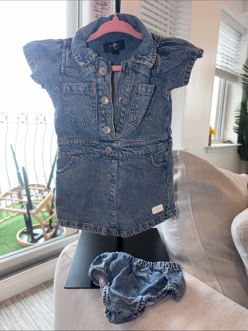 Cherokee Dark Blue Denim Romper with Bloomers